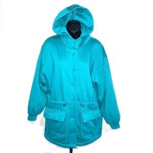Flying Colors Teal Soft Coat with Hood Size Medium